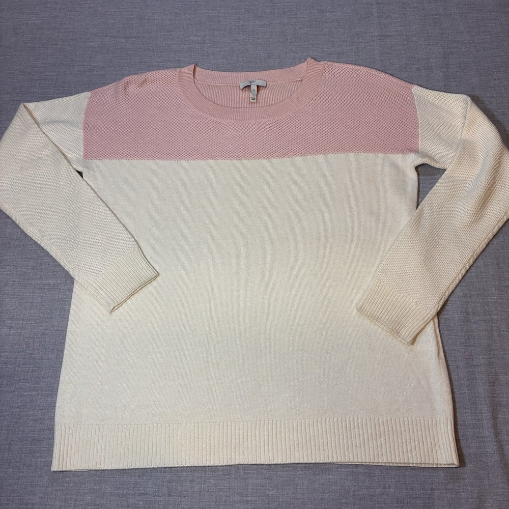 Joie Women Pullover Sweater Pink Ivory Wool Cashmere Blend Long Sleeve Size XS